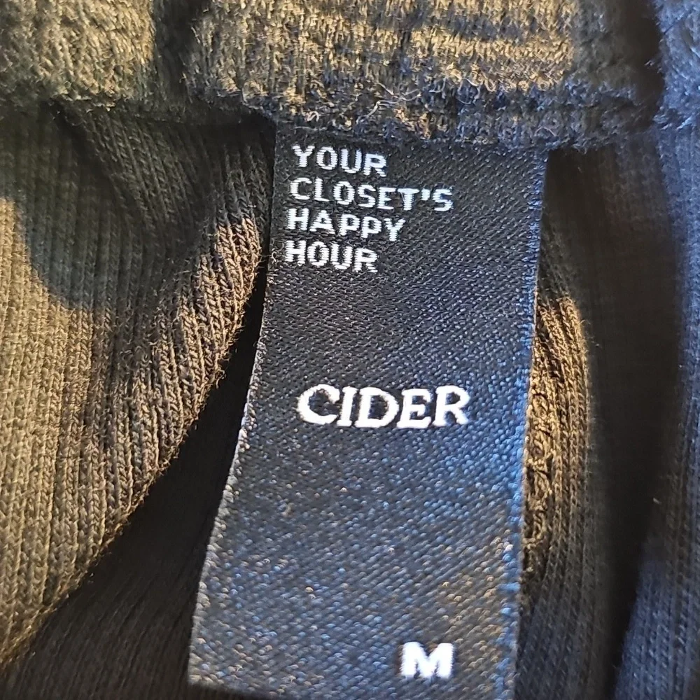 Cider Black Wide Leg Track Pants. By CIDER. With Ribbed‎ Texture. Sz Meduim. Tie
